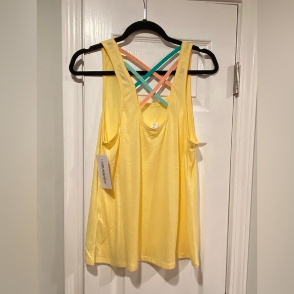 NWT Marika Size M Yellow Criss Cross Open Back Strap Scoop Neck Tank Top - Picture 7 of 12